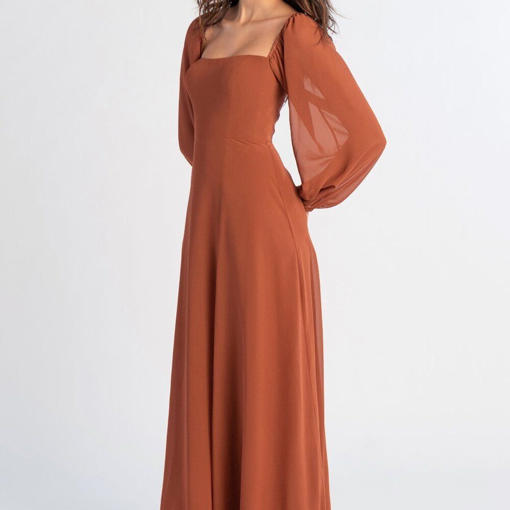 Jenny Yoo Althea Boho Long Sleeve Bridesmaid Dress English Rose (Burnt Orange)